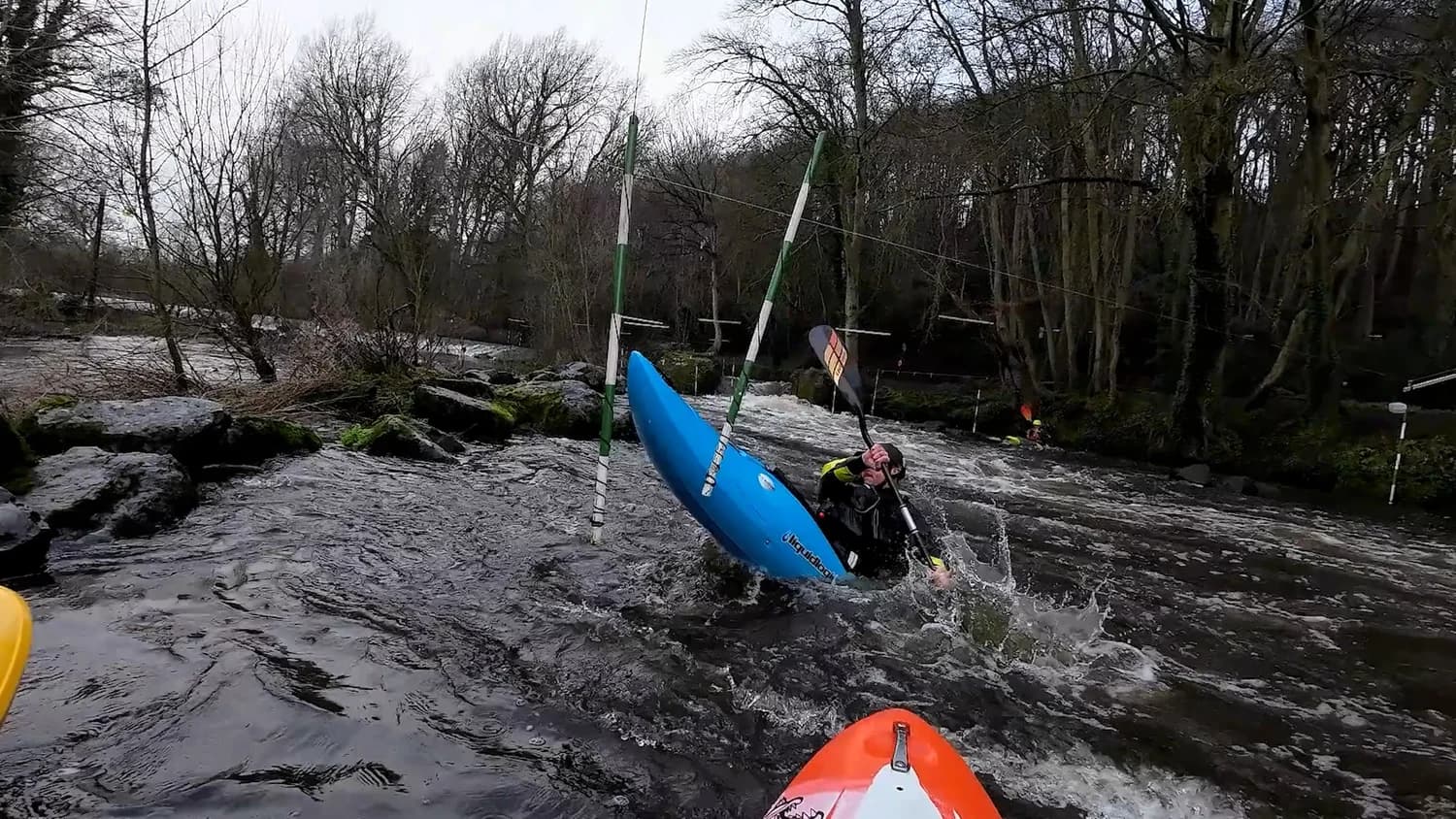 Kayaker in action